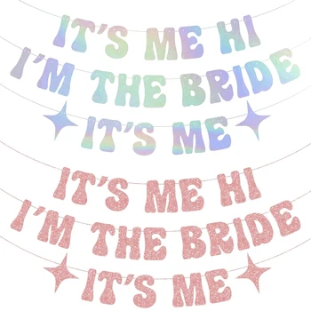 È io sono la sposa Banner Glitter Laser Iridescente Banner Taylor a tema addio al nubilato Decorazione per addio al nubilato