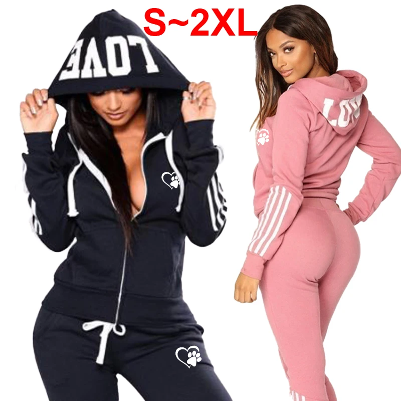 men s sportswear set trend new three color hoodie 2 piece set hooded sweatshirt sports pants sportswear jogging set 2023 Women's Sports Set Three Stripe Letter Hoodie Two Piece Jogging Set Casual Zip Hoodie+Sports Pants Sports Shirt Jogging Set