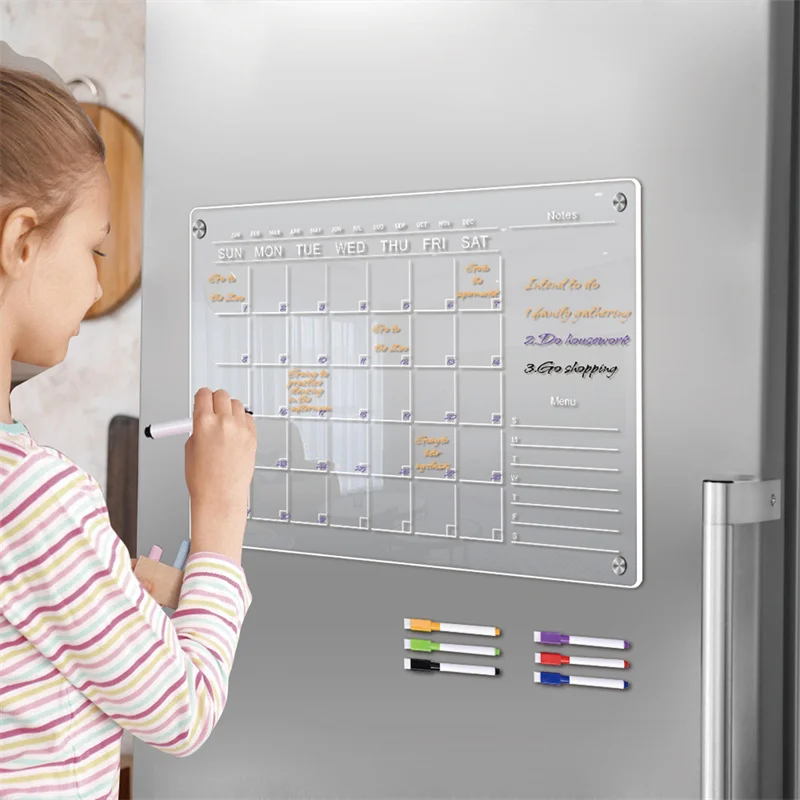 Transparent Acrylic Magnetic Calendar For Fridge Dry Erase Board Planner Schedule To Do List