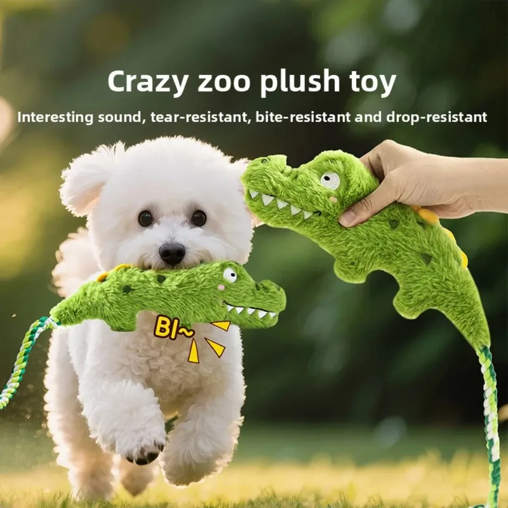 Plush Squeaky Tug-of-War Dog Toy - Bite-Resistant Interactive Zoo Animal Toy