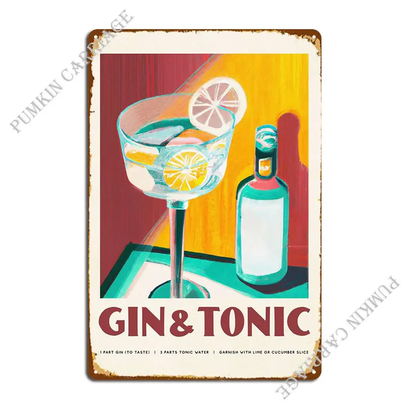 Gin Tonic Cinema Metal Signs Club Bar Party Cinema Design Tin Sign Poster
