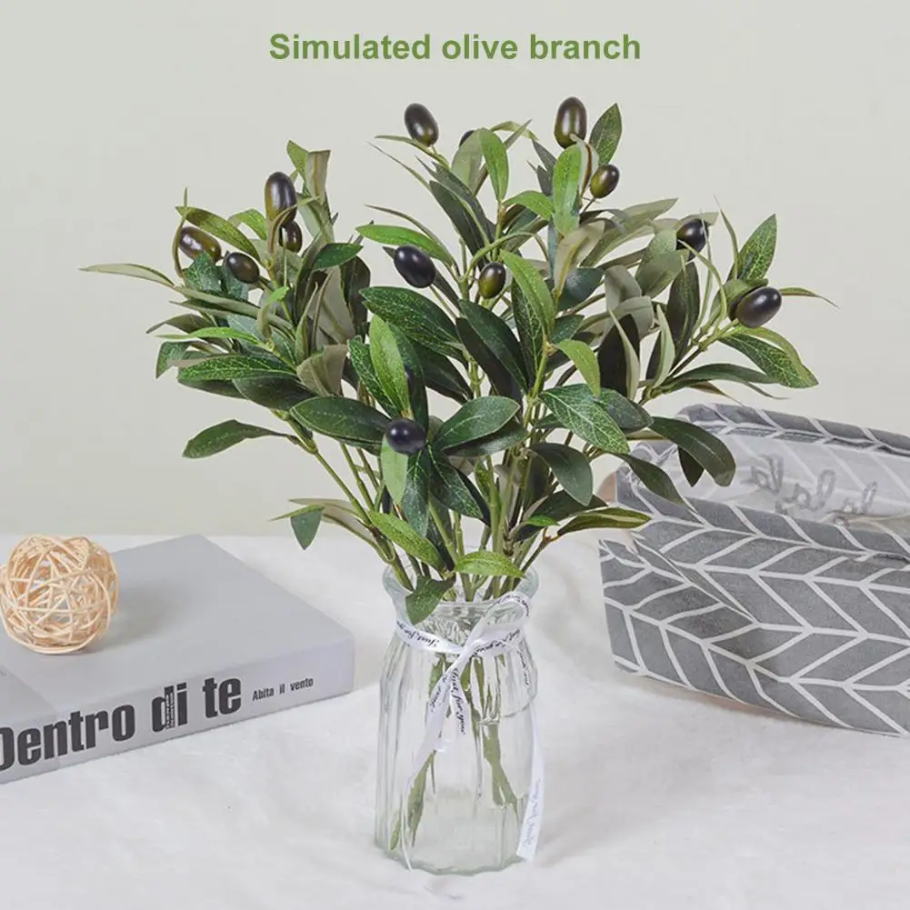 

4 Forks Artificial Olive Green Leaves Tree Branches Christmas Fruit Artificial Plants Green Leaf Home Wedding Decor Olive Branch