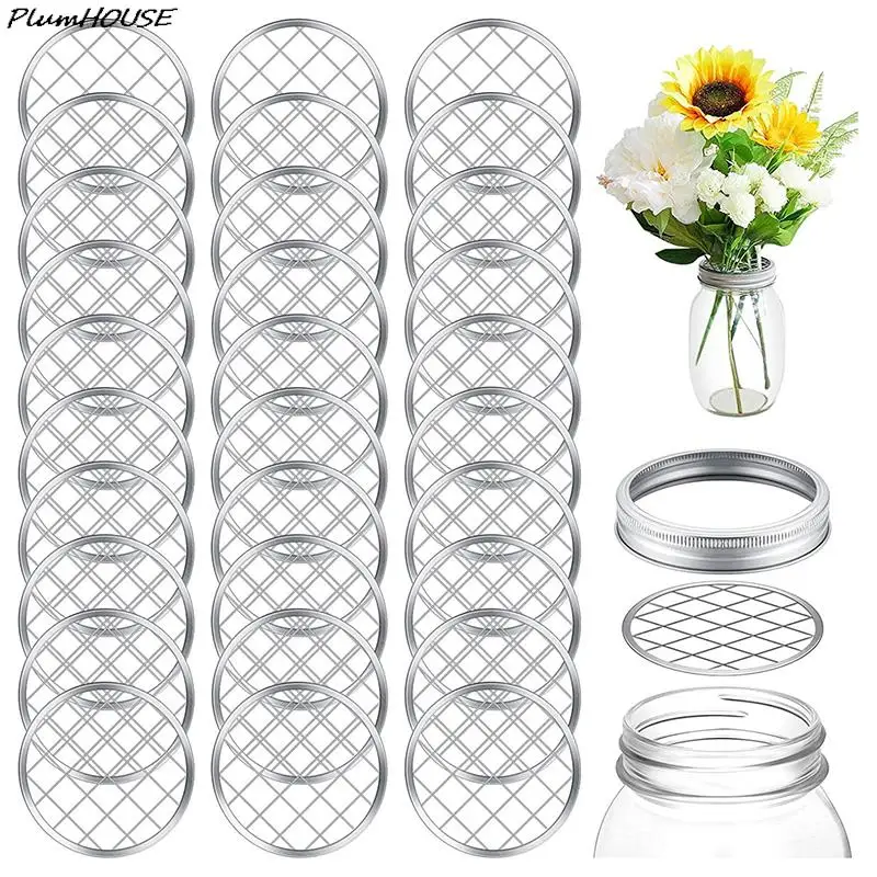 1Pc 7/8.6CM Flor Vaso Grade/Anel De Metal Mason Jar Grade Garrafa De Vidro Flor Sapo Tampas Pen Holder Tampa Floral Insert Organizer