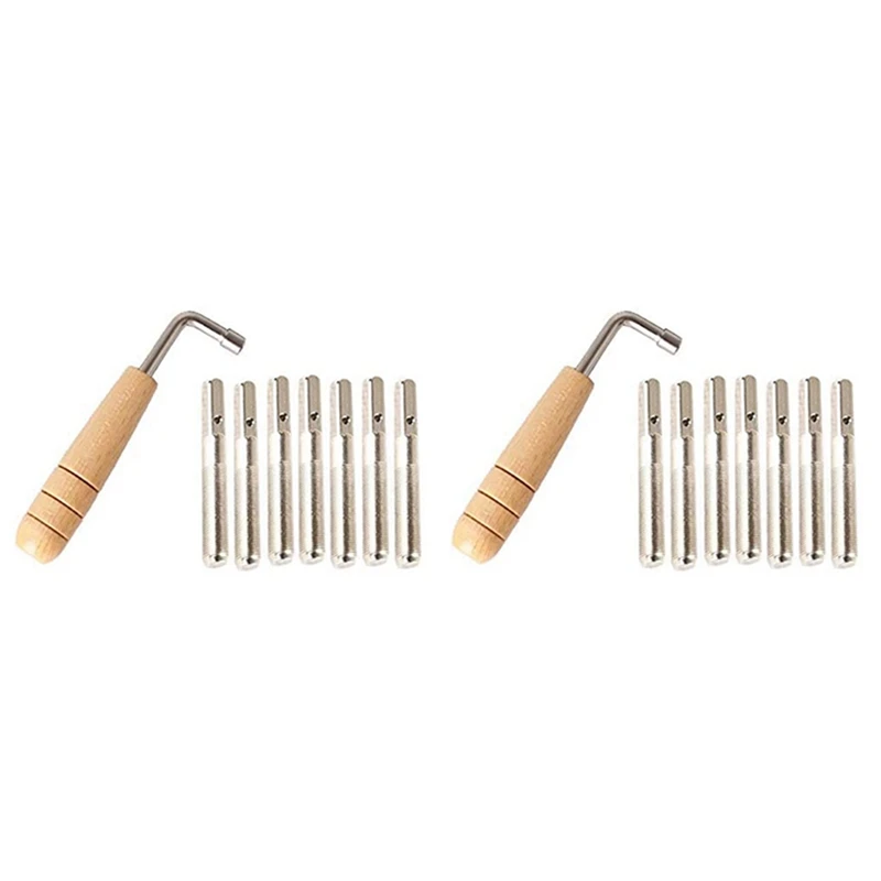 14Pcs Tuning Pins With L-Shape Tuning Wrench For Lyre Harp Strings And Other Primitive Stringed Instruments
