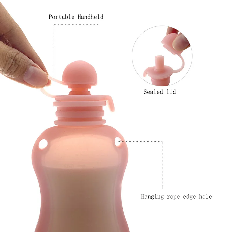 Silicone Milk Storage Bag 150ml Reusable for Breast Milk Rice Paste Fruit Puree Preservation