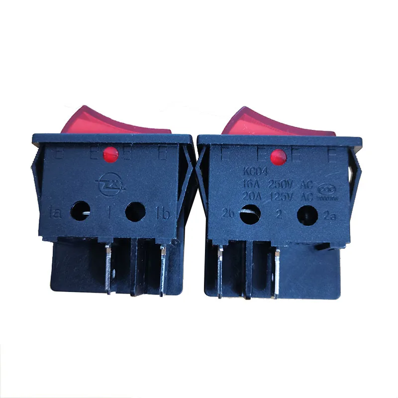 KCD4 big boat switch KND6-201D with light vacuum cleaner button switch warping 16A250V four-pin second gear