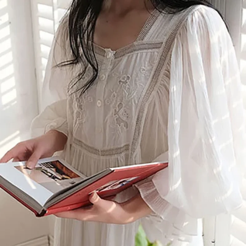 Victorian Ruffles Nightgown Women, Cotton Long Dress, Sweet Nightgown, Sweet Princess Style, Soft Comfort Vintage Princess Style