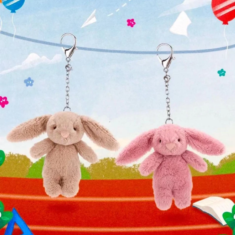 Stuffed Animals Cute Cartoon Rabbit Keychain Love Pompom Trinket Toy Girl Bag Car Keychain Mobile Phone Pendant Jewelry Gift