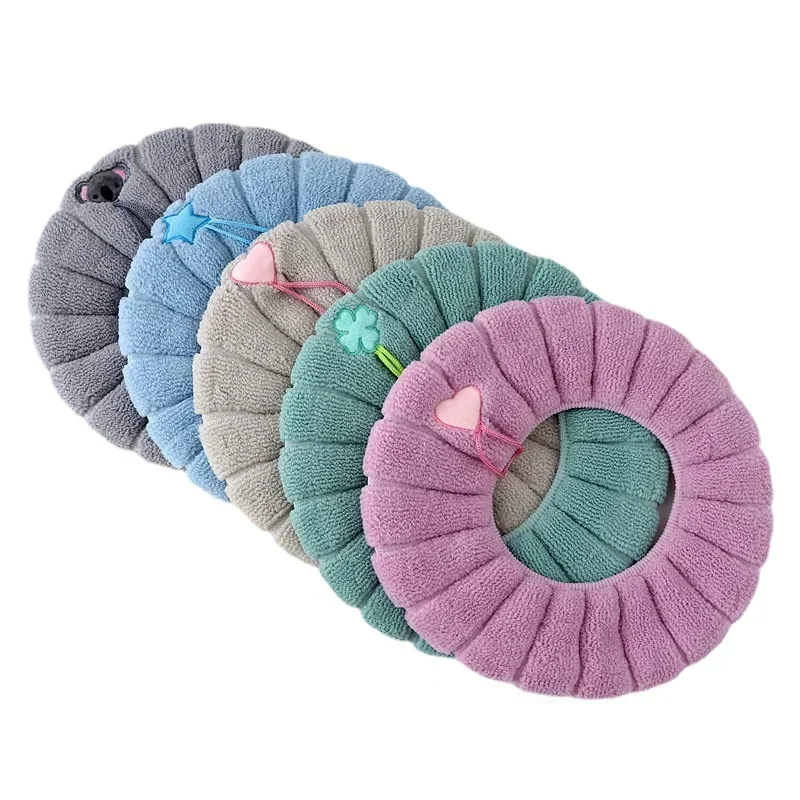 Winter Warm Toilet Seat Cover Mat Bathroom Toilet Pad Cushion with Handle Thicker Soft Washable Closestool Warmer Accessories 3