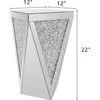 Silver Mirrored End Table, Crystal Inlay Side Table Accent Table, Small Mirrored Coffee Table for Living Room 2