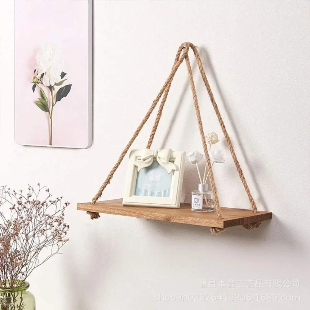 Perforation-free Display Shelf Easy Use With Hemp Rope Wall Hanging Planter Rack Hanger Planter Rack Flower Pot Storage Rack