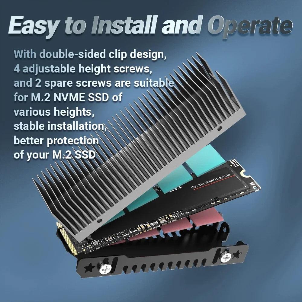 JEYI M.2 SSD 방열판, 견고한 알루미늄 대류 방열판, 핀이 있는 NVME NGFF 쿨러 패시브 방열판 - Godfins Gen 1