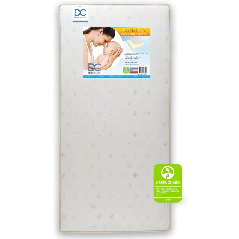 

Twinkle Stars Dual Sided - 6" Premium Sustainably Sourced Fiber Core Crib and Toddler Mattress - Waterproof - GREENGUARD
