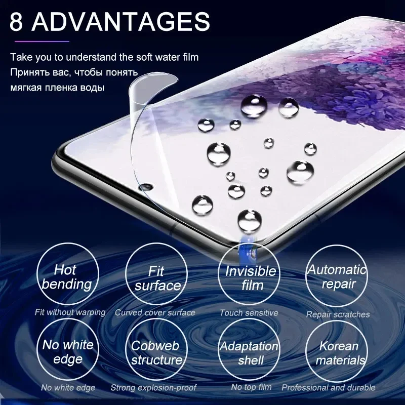 5PCS Copertura Completa Idrogel Pellicola Per Samsung Galaxy S25 S24 S23 S22 S21Ultra Protezione Dello Schermo Per Samsung A14 A34 A54 Pellicola Morbida - immagine 3