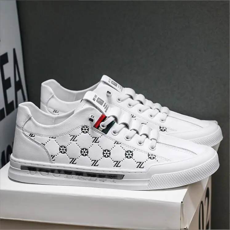Luxury Men's Shoes Casual Low Top Male Sneakers Leather Outdoor Walking  Fashion Students Running Designer Tennis Flat