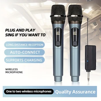Microfono dinamico professionale ricaricabile wireless 2.4G, adatto per canto, discorsi pubblici e feste