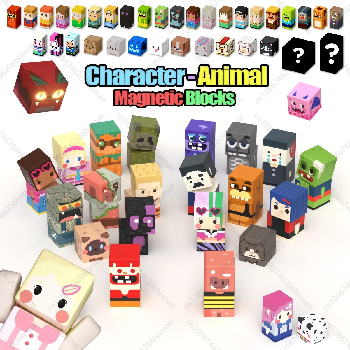 Bloques de Construcción Magnéticos, Personajes del Mundo Minero, Animales, Ladrillos, Cubos, Juguete Educativo STEM Familiar, Regalo para Niños y Niñas