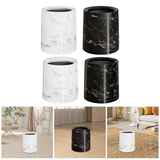 Trash Can Bathroom Bin Round Chinese Style Garbage Container Wastebasket for 4