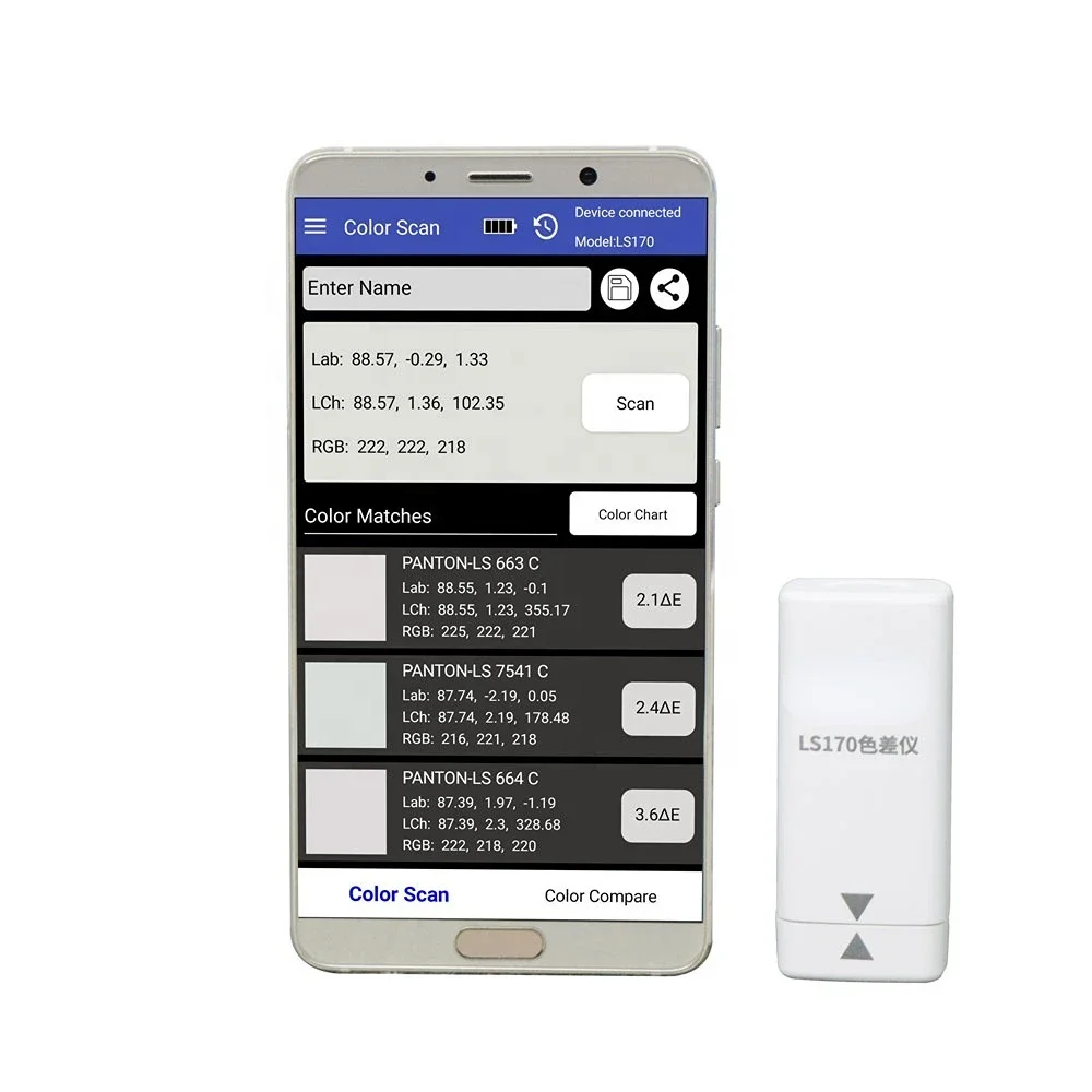 Color Meter LS170 Textile Ceramics Paper Difference Measurement Device Pocket imeter with Library APP