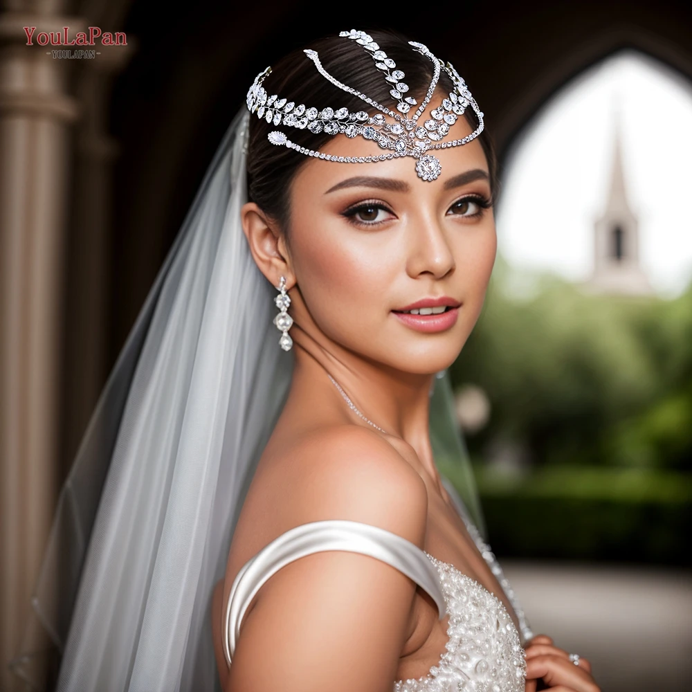 

TOPQUEEN Bridal Forehead Hair Accessories Bride Headpiece Wedding Rhinestone Headwear Bride Hair Accessories For Party HP669