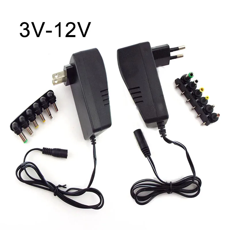 

AC DC Adapter 3V 4.5V 5V 6V 7.5V 9V 12V Adjustable Power Charger Supply Converter for LED Light Strip CCTV Camera Charging