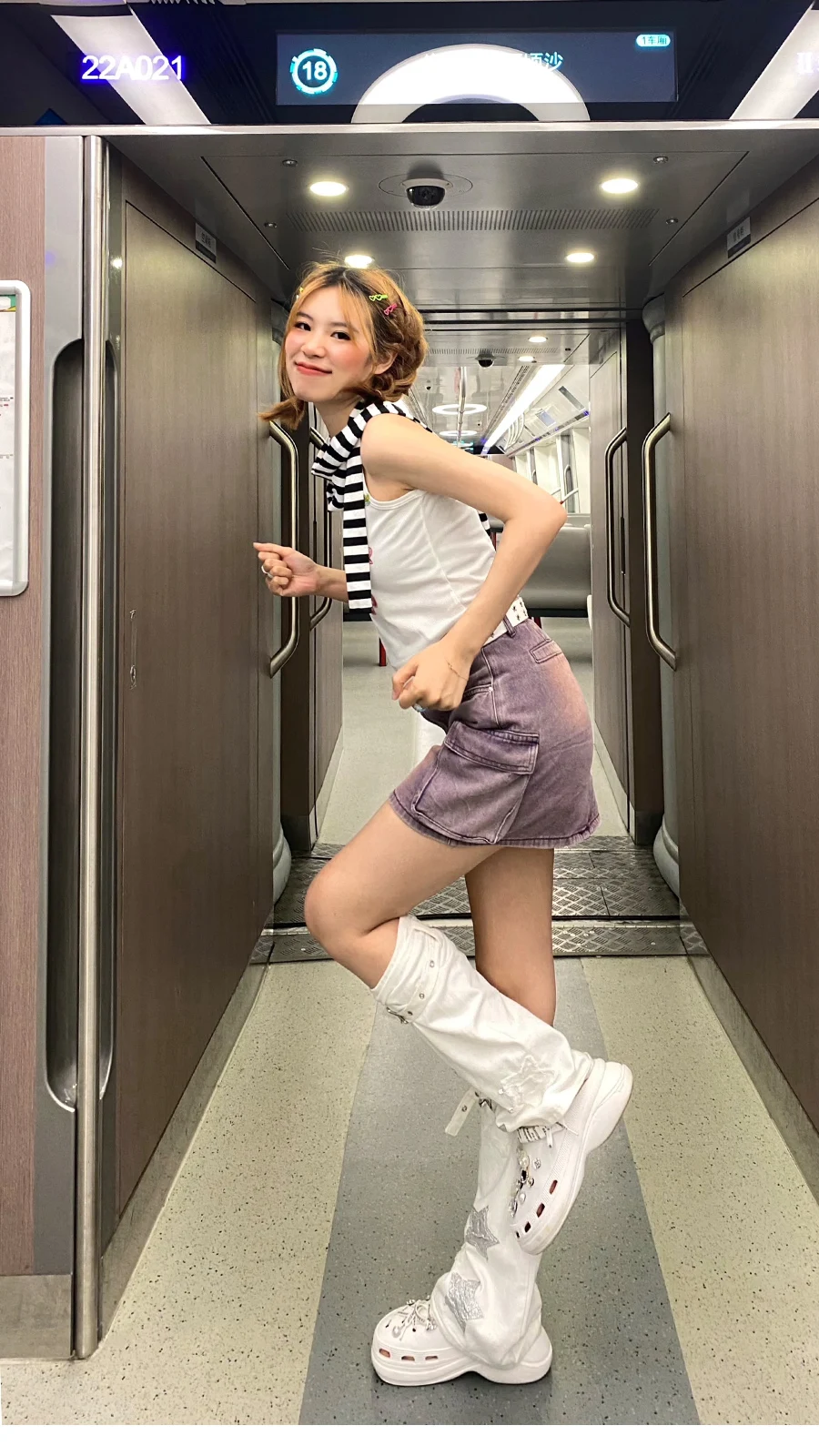 Y2K Hot Girl Japanese Style White Denim Leg Warmer Stars Women's Mopping Pile Style Stitching Boot Cover Socks Tube Socks