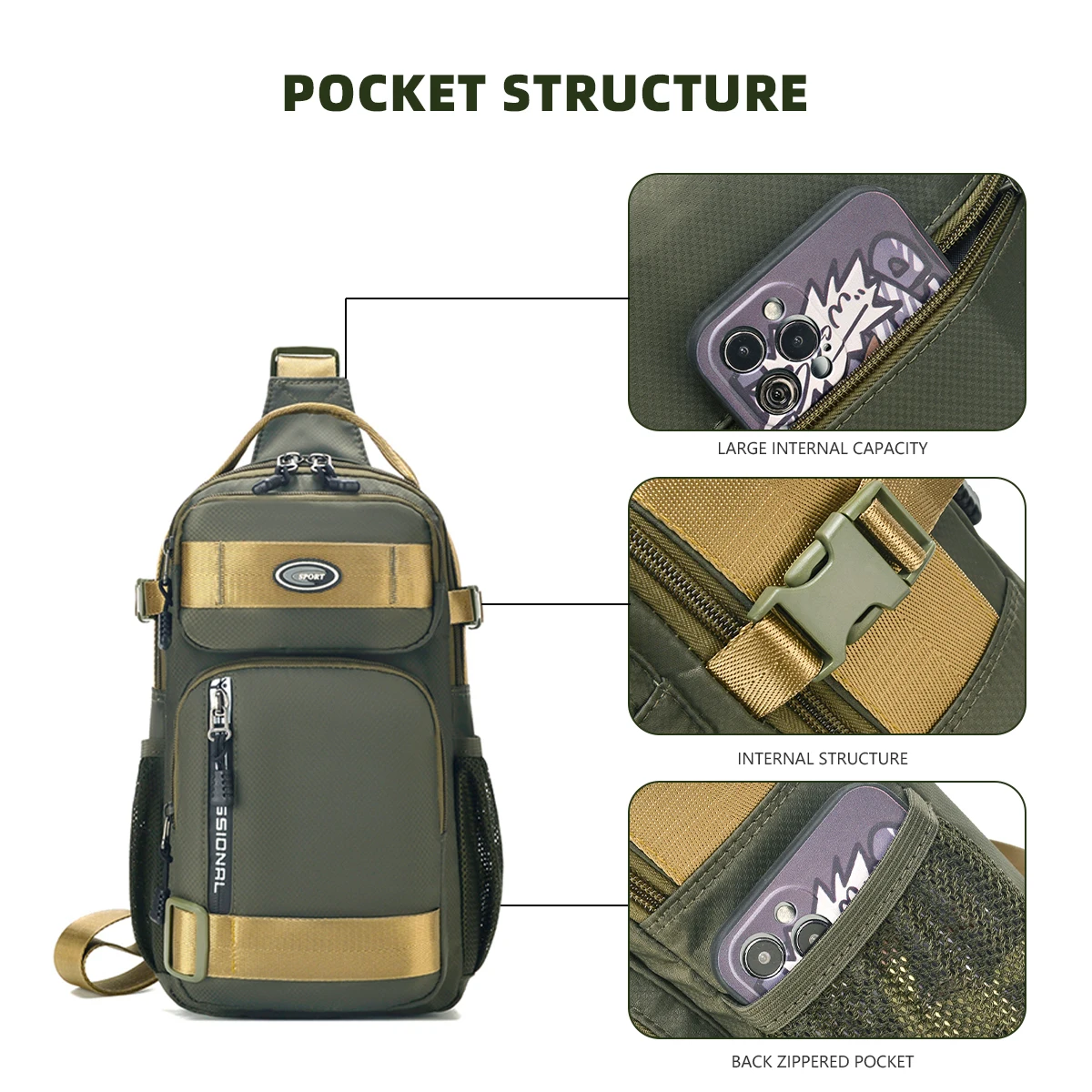 Outdoor Multi-Purpose Small Backpack Single Shoulder Crossbody Bag Lightweight Multi-Functional Backpack Travel Hiking Climbing Small Bag Fishing Hiking Outdoor Outing