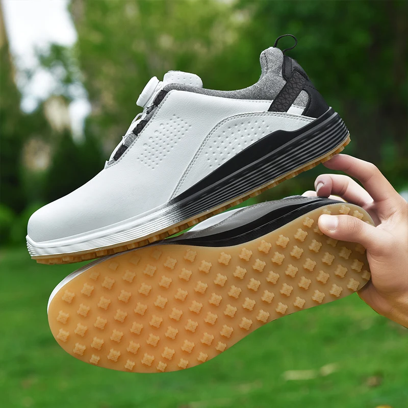 Knob Spikeless Men's Golf Shoes Outdoor Waterproof Non-slip Women Golfing Sneakers Comfortable Leather Breathable Men Trainers