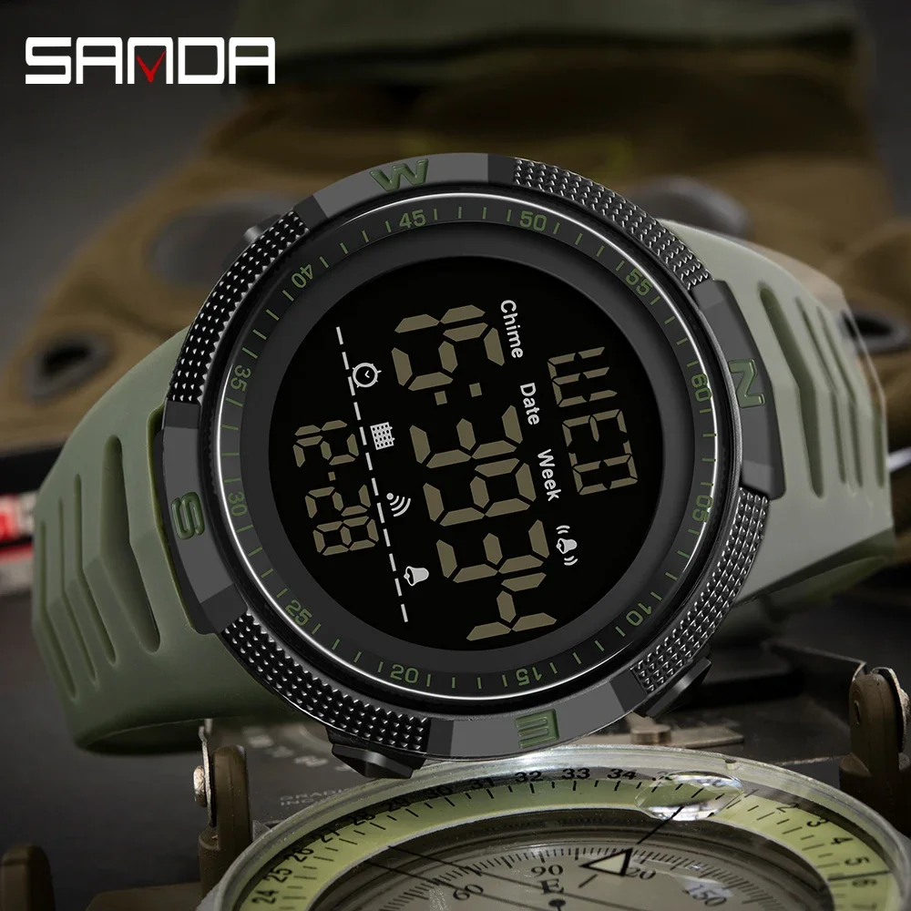 SANDA 6014 Top Brand Waterproof Men Watch Multifunctional Luminous Digital Wristwatch Outdoors Sports Student Watches Fashion 5
