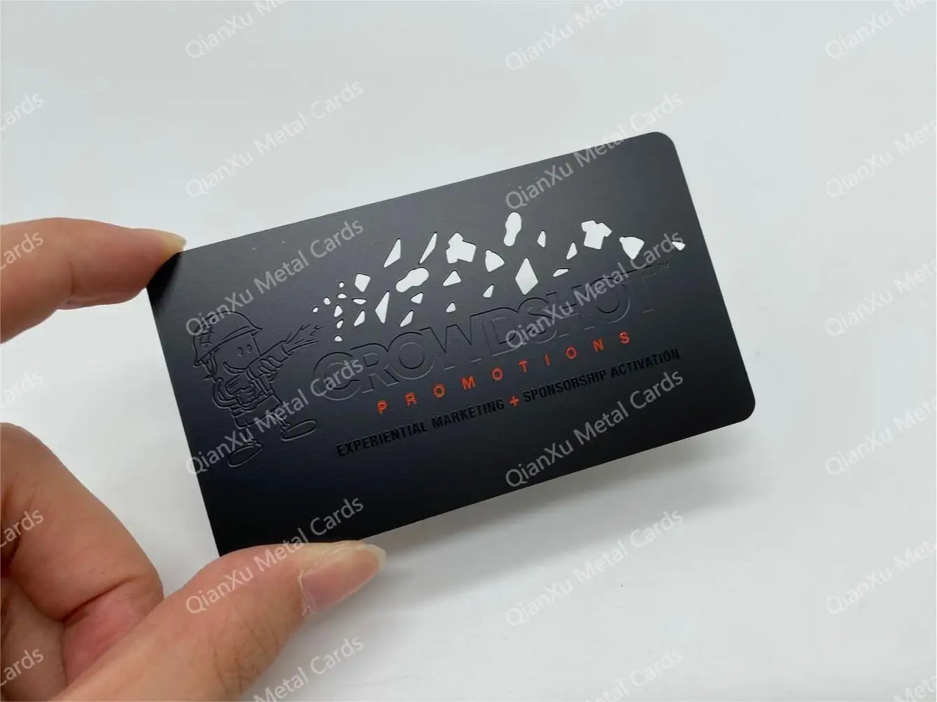 Personalized Cutting Out Matte Black Metal Business Cards Printing Shiny Black UV Black Laser Engraved