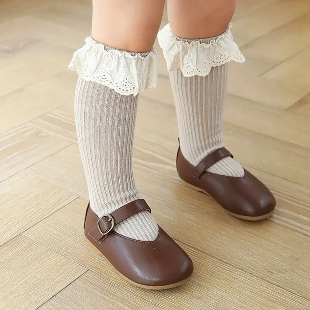 New Fashion Cotton Princess Stockings Lace Stuff Soft Knee High Socks Ruffle Stockings