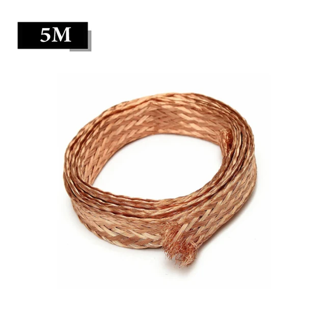 1M 5M 10M Pure Copper Braid Knitted Mesh Anti-interference 4mm/6mm/8mm/12mm/14mm/18mm/25mm Lead Wire Flexibility Cable Flat 5m