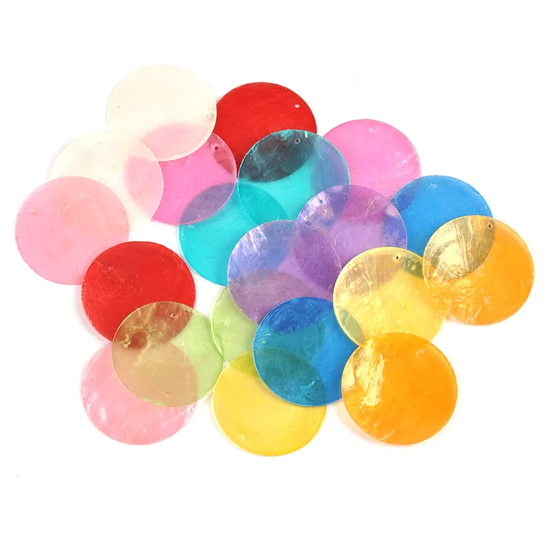 Colorful Round 2 Hole Shells Pendant Hanger DIY Jewelry Making Necklace Charms Gift Decoration Handmade Accessoires 5/10pcs 50mm natural shell ornaments