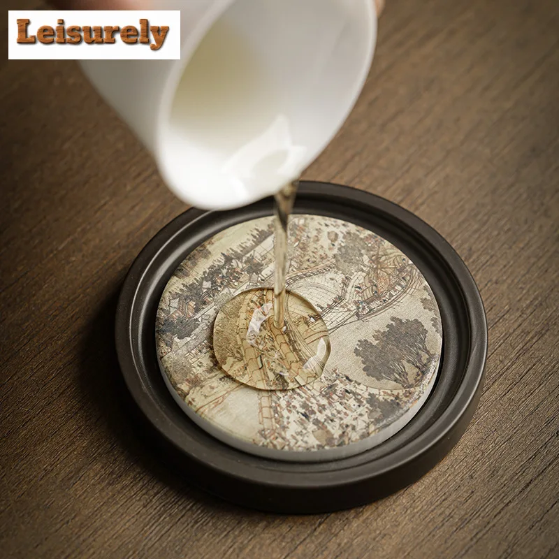 Retro Water Absorbing Electric Wood Coasters Boutique for Coffee Cups Heat Insulation Placemats Tea Services Accessories Craft