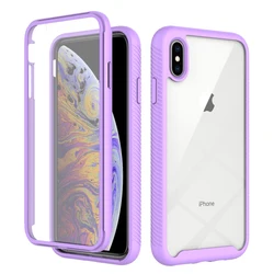 Shockproof Clear Phone Case with Built - in Screen Protector and TPU Bumper - iPhone XS Max (Lavender)