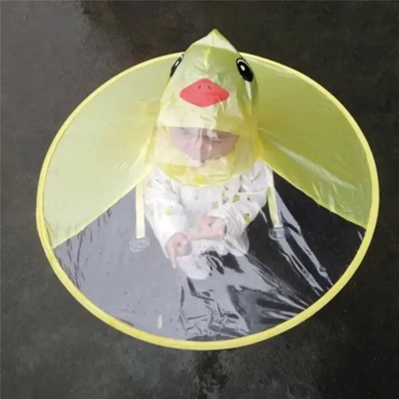 Children's Raincoat Transparent UFO Raincoats Hands Free Rain Poncho Baby Funny Duck Rain Coat Cover Raincoat for kids raincoat poncho