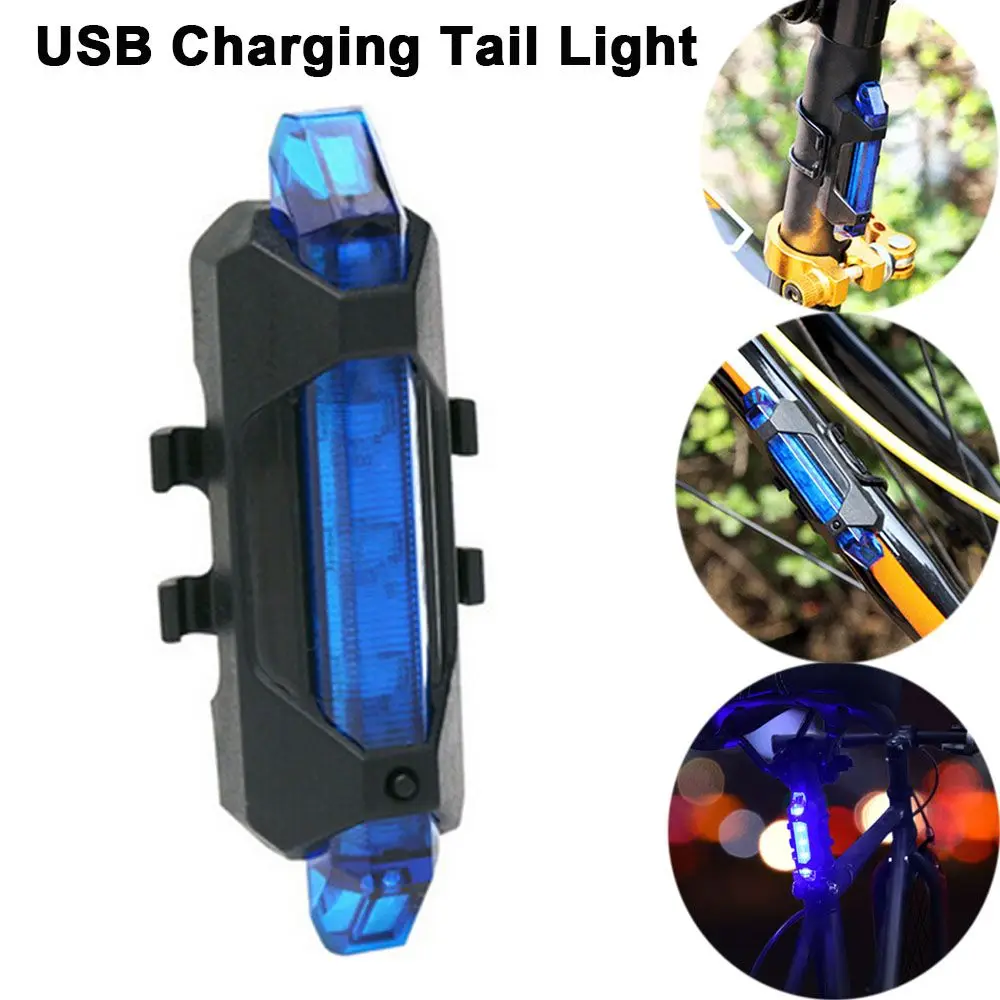 

Fashion Blue Light USB Charging Super Bright LED Bike Tail Light Warning Lights Bicycle Taillights Mountain Bike Taillight
