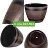 Plant Pots with Drainage Holes & Saucer, 9/11.3/13 Inch Flower Pots with Tray,3 Pack Plastic Whiskey Barrel Planters for Indoor 5