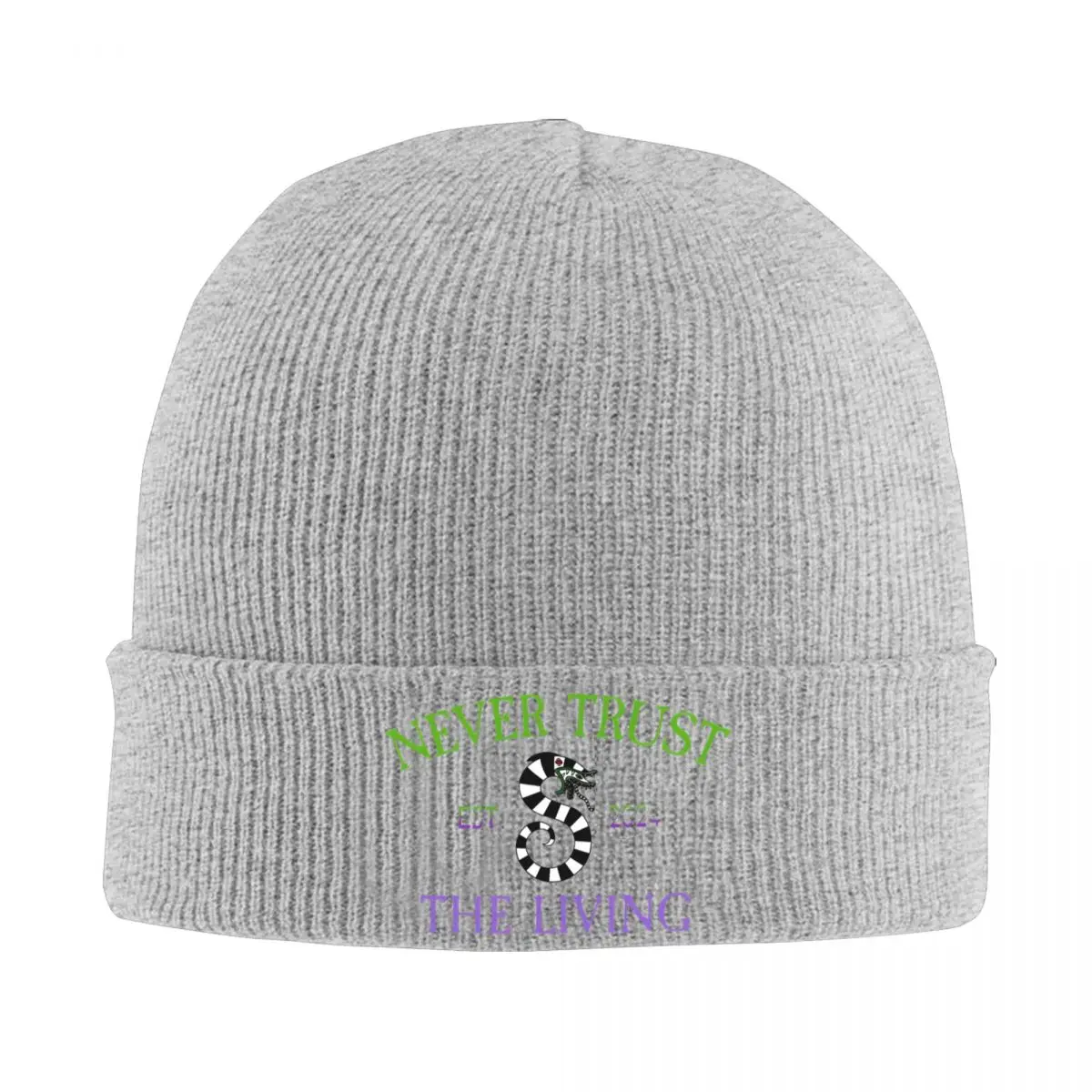 thumbnail image 1 of B-beetlejuice-gorros de película de terror para hombre y mujer, gorro cálido de punto para Halloween, otoño e invierno, 2024, 1 of 5