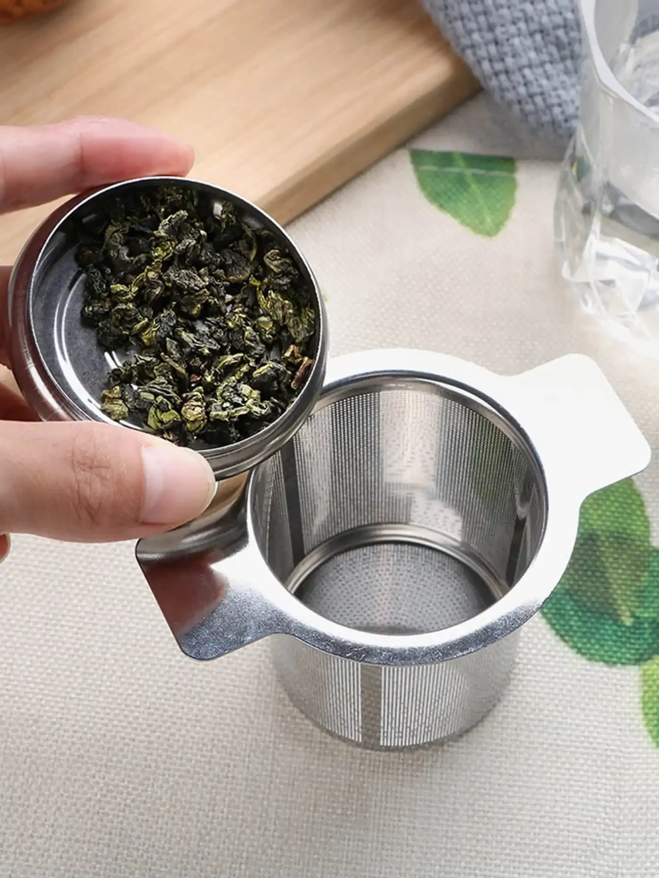 Tea Infuser Double Handles Stainless Steel Fine Mesh Coffee Filter Teapot Cup Hanging Loose Leaf Tea Strainer 1pc