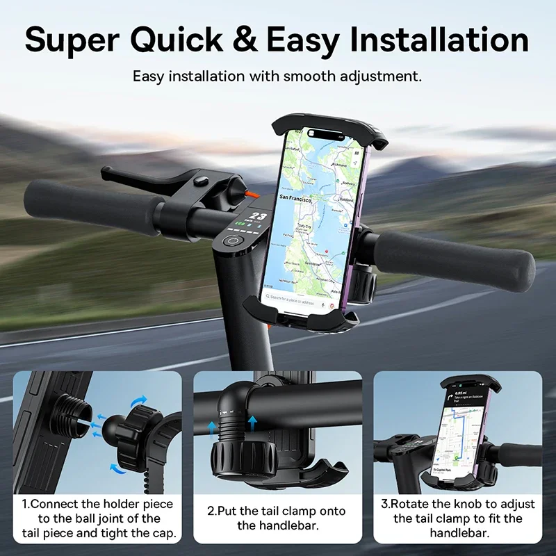 Baseus Universal Bike Phone Holder Handlebar Stand Motorcycle Bicycle Phone Mount Bracket For iPhone 15 14 Pro Max Xiaomi Huawei