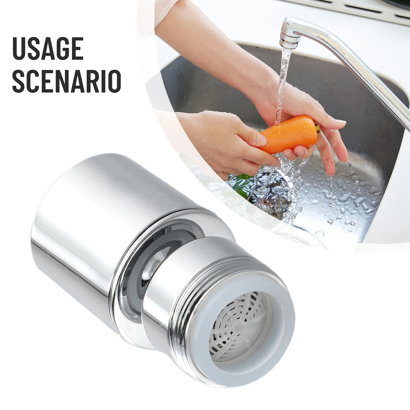 

360 Degree Swivel Kitchens Tap Aerator Thread Adapter Chrome Splash-proof Water Saving Tap Bathrooms Water Faucet Accessories