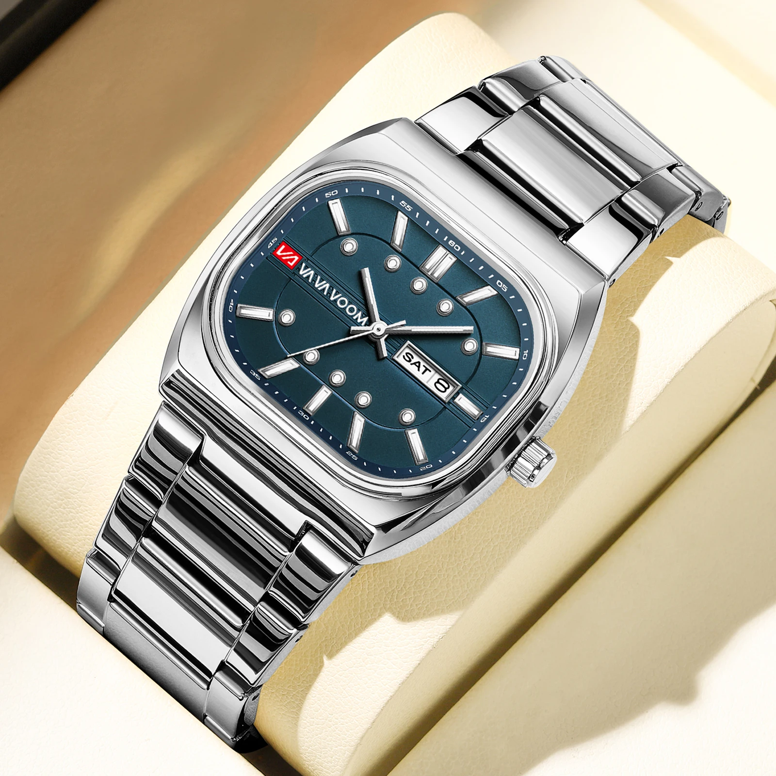 Hot selling 2026 Top Brand Quartz Watches Men 40mm Square Movement Analog Diving Series Clock Silver Steel Watch for Men montre - 2