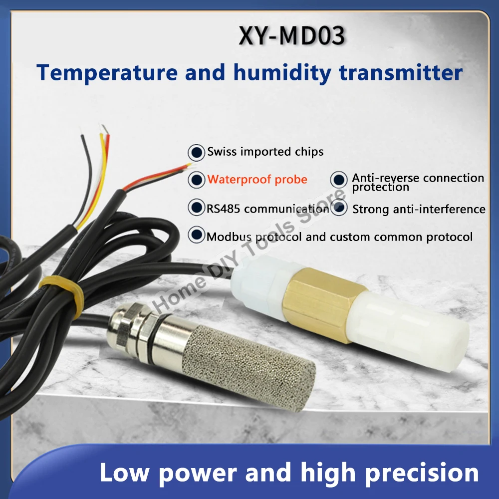 

RS485 Modbus Temperature Humidity Sensor Module Probe Cable Waterproof Digital Capacitance Sensors 1M