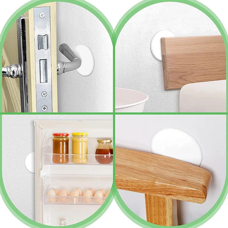 White Door Stops Rubber Wall Protectors Guards Self Adhesive Door Handle Bumper Stoppers Protective Plug Non-slip Muffler
