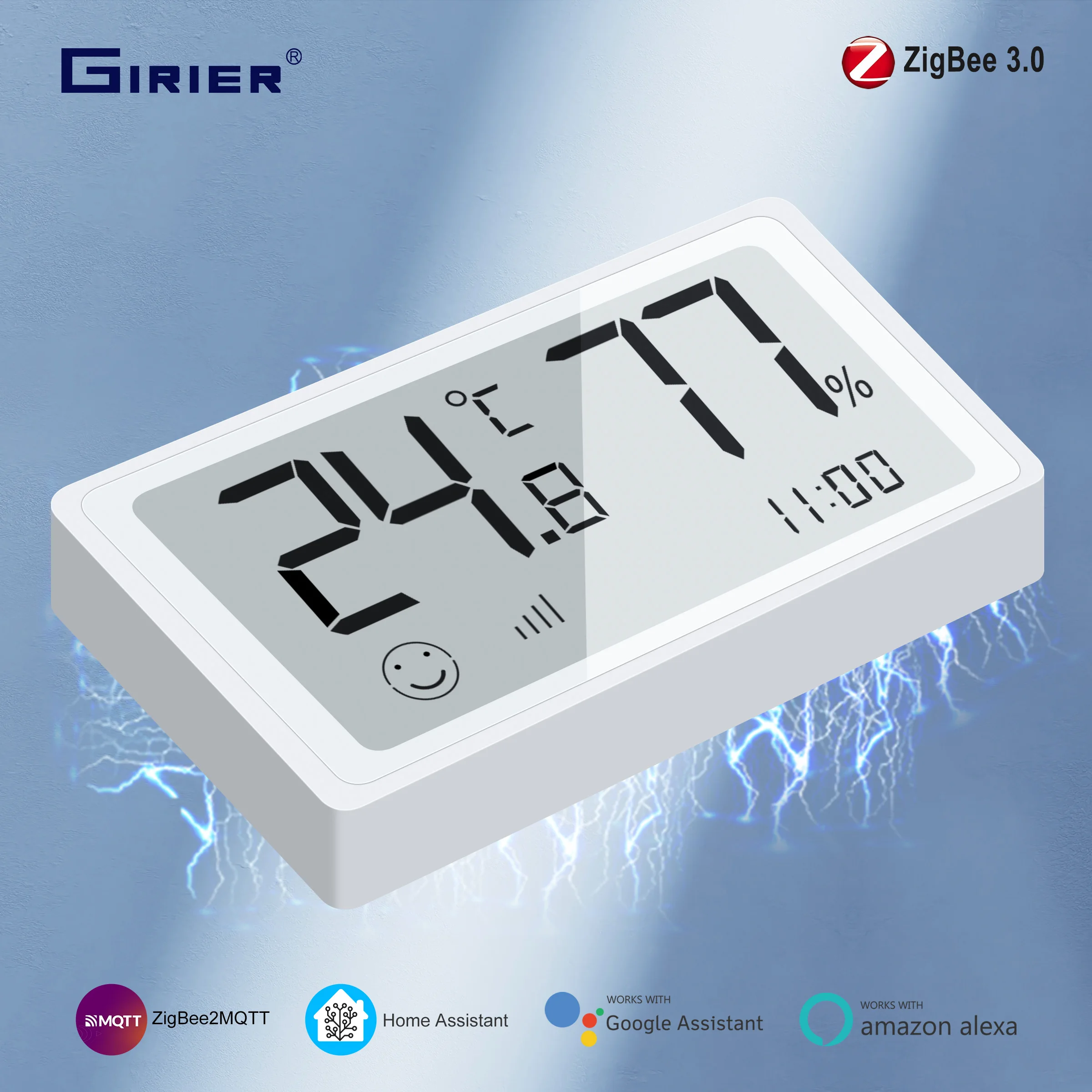 Girier Smart ZigBee 3.0 Temperature Humidity Sensor Indoor Thermometer