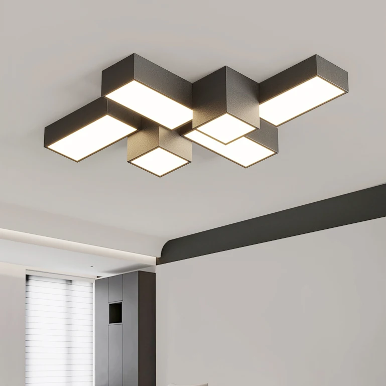 Современная Минималистичная квадратная Светодиодная потолочная лампа, креативное геометрическое освещение для гостиной, домашний декор, светильник с регулируемой яркостью для спальни