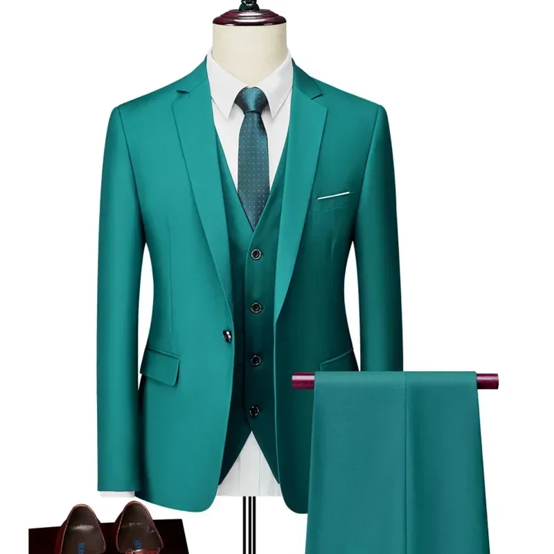 Men Suit 3 Pieces Sets Jacket Vest Trousers