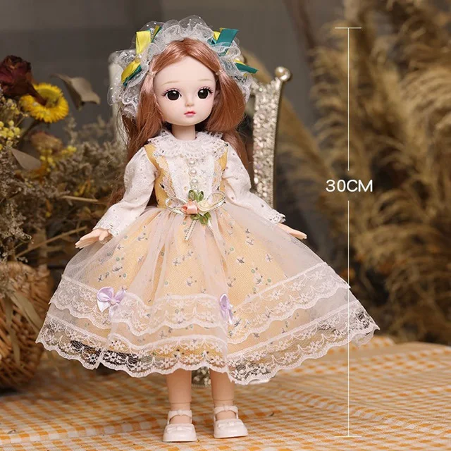 BJD Jointed 30CM  Doll For Girl Full Set 20 Moveable Body Doll With Fashion Clothes Wig Shoes Style Dress Up Baby DIY Dolls Toys 6