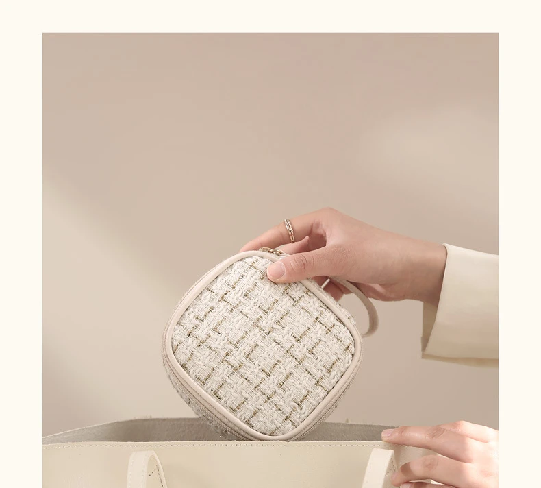 Square Plaid Cosmetic Bags Large Capacity Lipstick Toiletry Makeup Case Money Card Pouch Small Tampon Sanitary Napkin_voghion.com